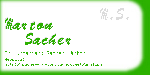 marton sacher business card